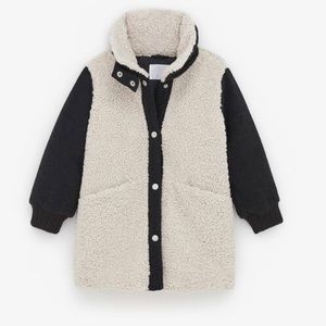 Zara Kids Black and Cream Sherpa Coat